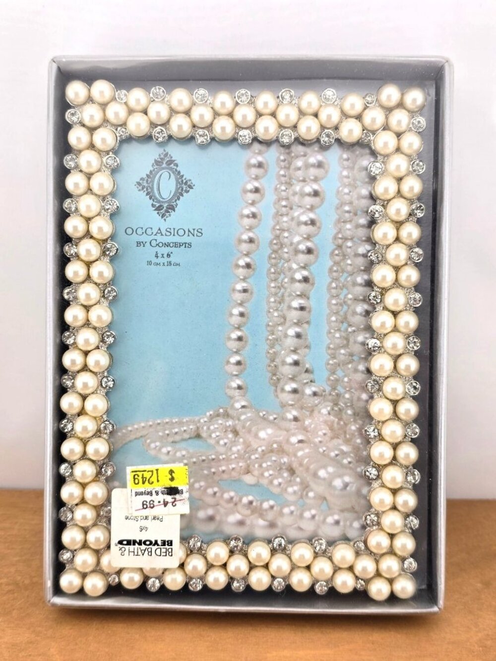 Wedding Pearl & Rhinestone 4x6 Picture Frame By Occasions Tabletop NIB - Picture 7 of 8